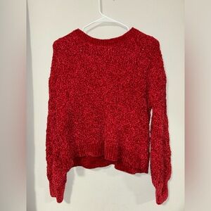 pink rose medium red sweater